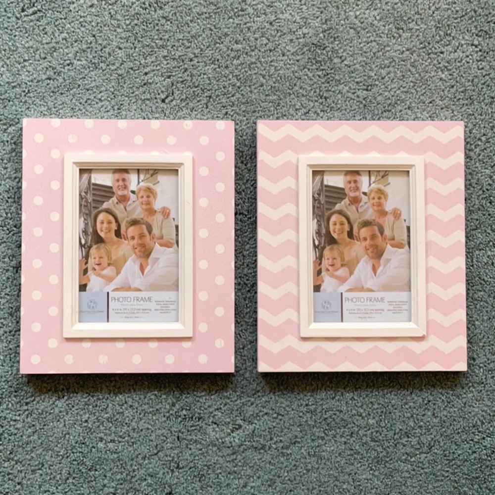 Huntington Home Pink Chevron and Polka Dot Frames
